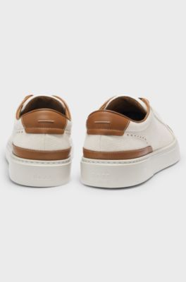 Gary trainers with canvas uppers and leather trims, Light Beige