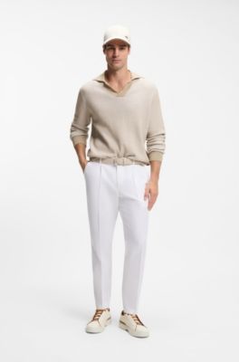 Sneakers Gary con tomaia in tela e rifiniture in pelle, Beige chiaro