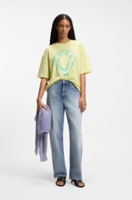 Jeans loose fit in denim rigido blu, Celeste