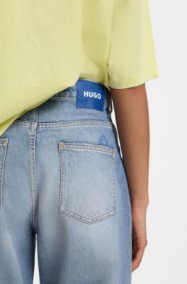 Jeans loose fit in denim rigido blu, Celeste