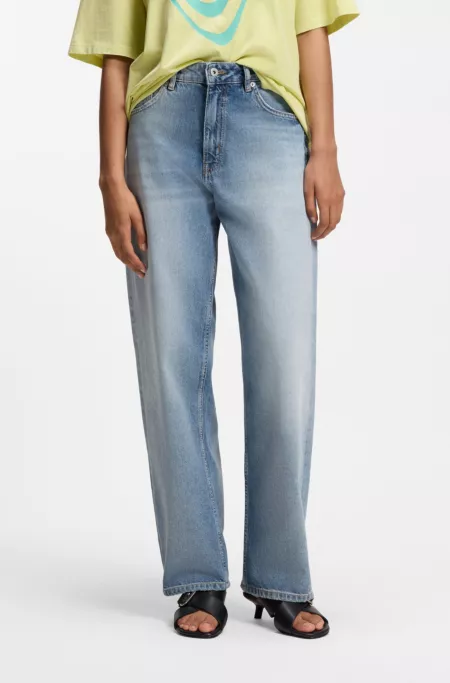 Blaue Loose-Fit Jeans aus festem Denim