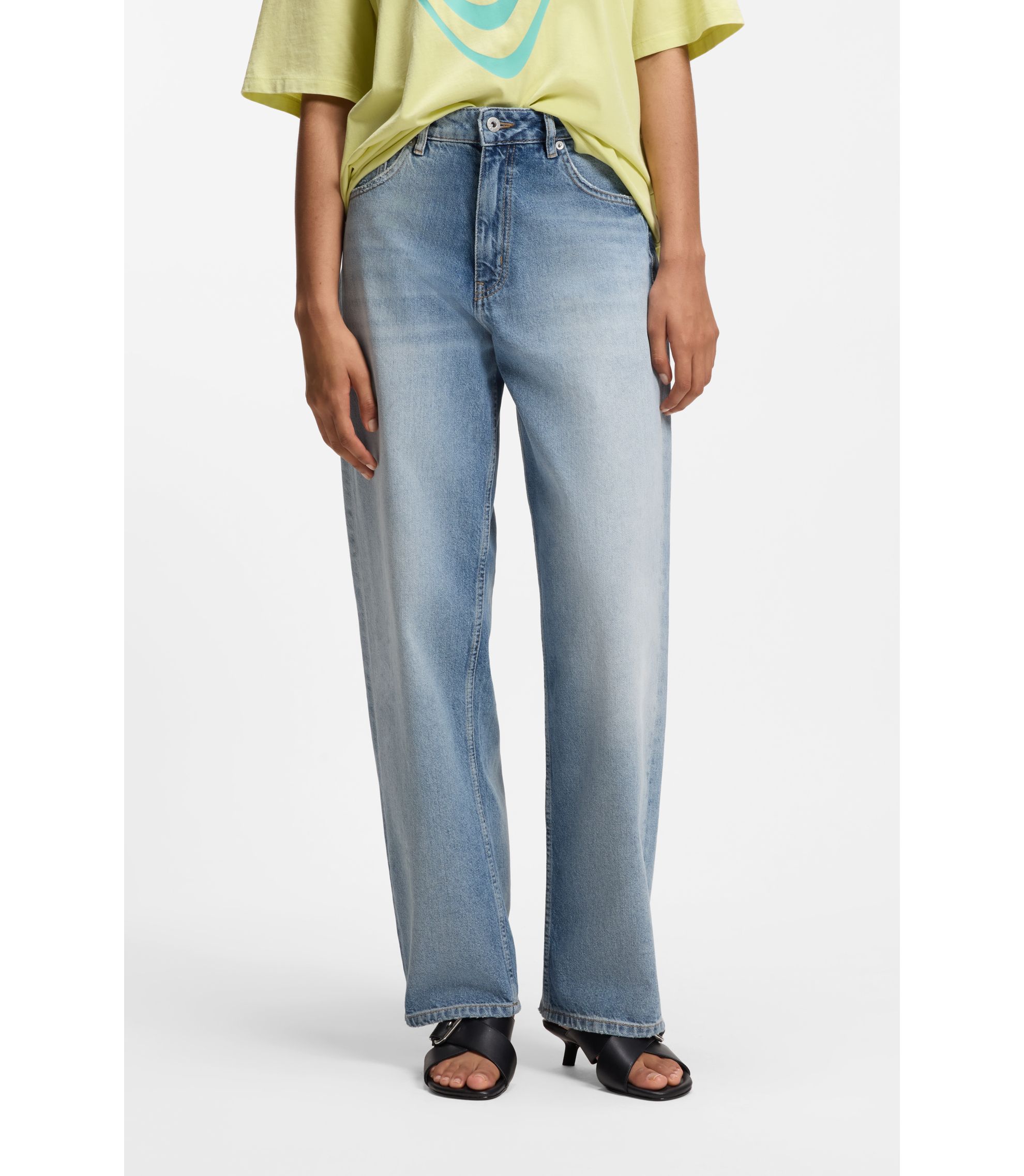 Blaue Loose-Fit Jeans aus festem Denim