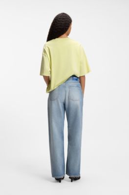 Jeans loose fit in denim rigido blu, Celeste