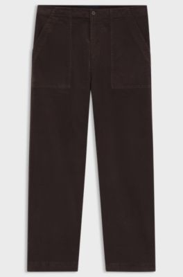 BOSS BY BECKHAM trousers in stretch-cotton corduroy, Brown