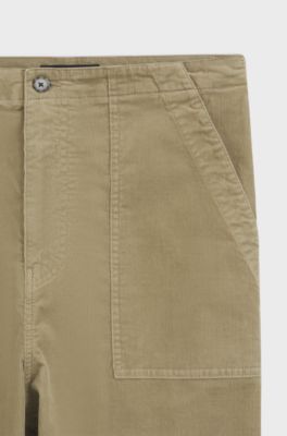 BOSS BY BECKHAM trousers in stretch-cotton corduroy, Brown