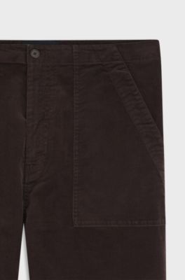 BOSS BY BECKHAM trousers in stretch-cotton corduroy, Brown