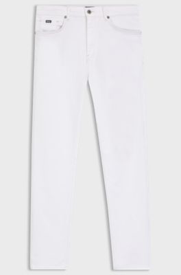 Five-pocket jeans in white stretch denim, White