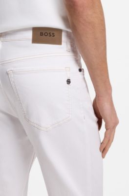5-pocket-jeans van wit stretchdenim, Wit