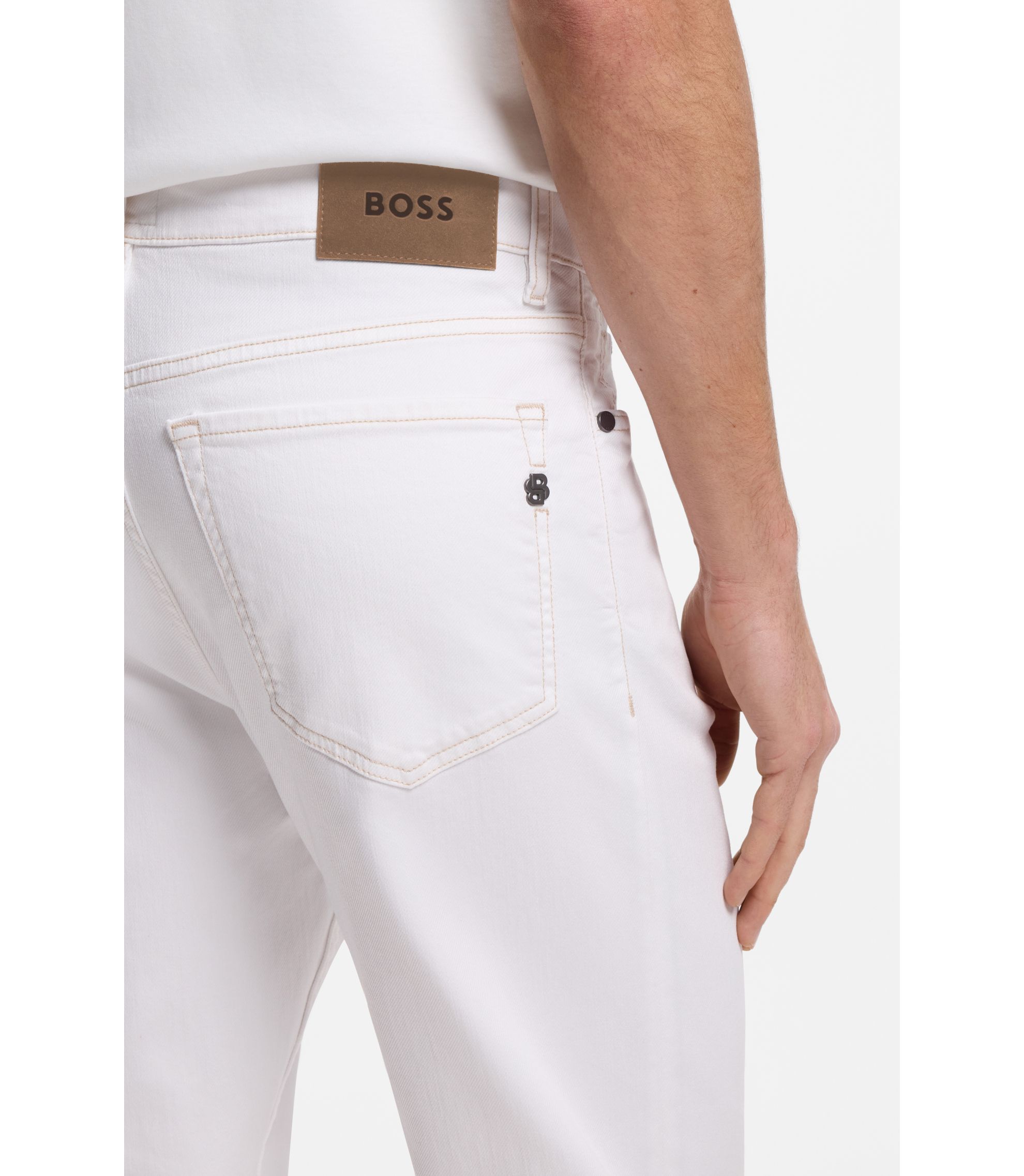 BOSS - Five-pocket jeans in white stretch denim - White
