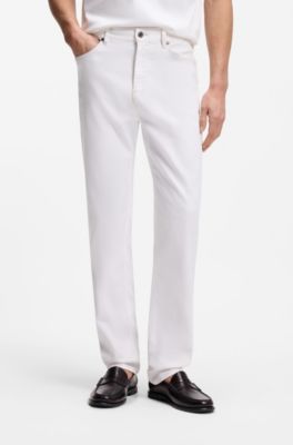 Five-pocket jeans in white stretch denim, White