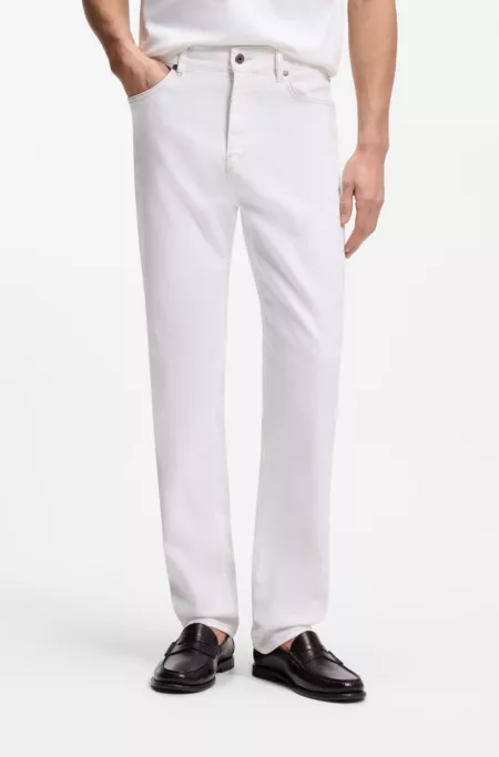 Five-pocket jeans in white stretch denim