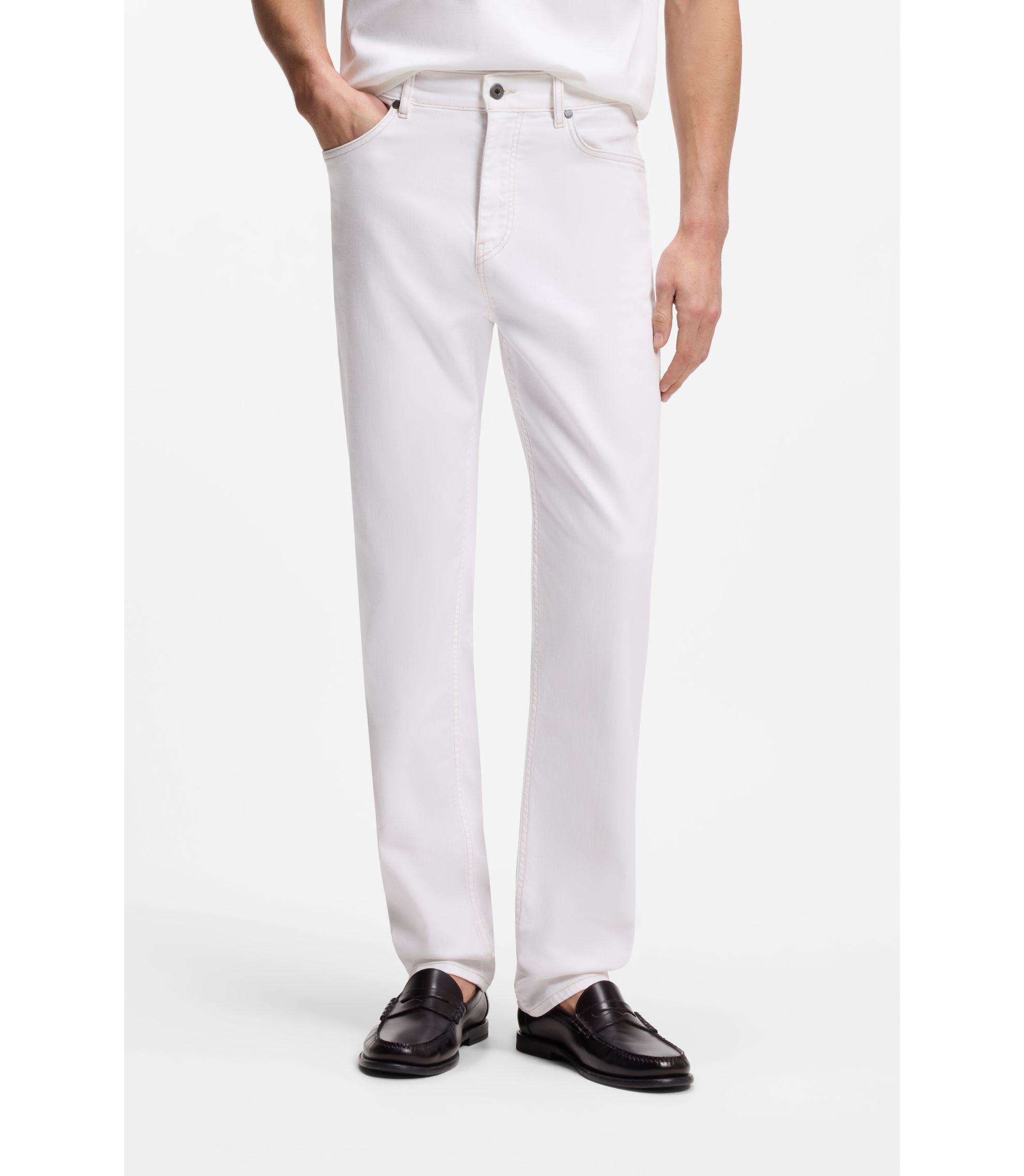 Five-Pocket-Jeans aus weißem Stretch-Denim