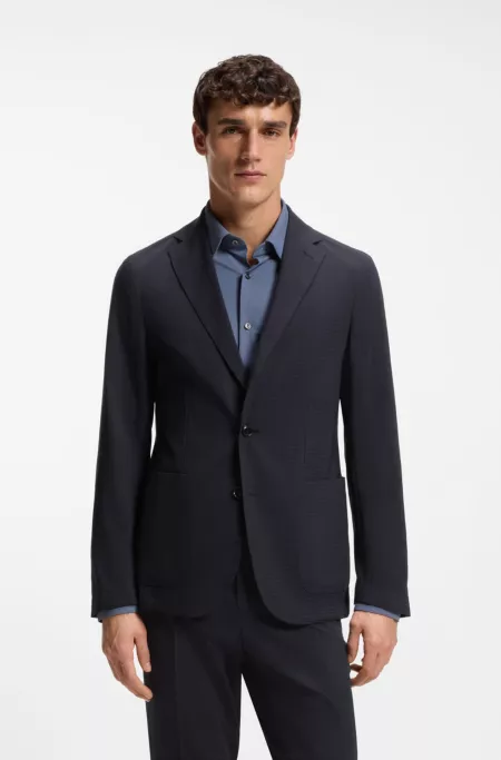 Packable slim-fit blazer in a washable wool blend