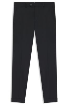 Slim-fit trousers in washable stretch cotton, Black