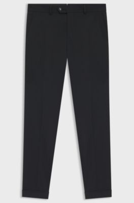 Slim-fit trousers in washable stretch cotton, Black