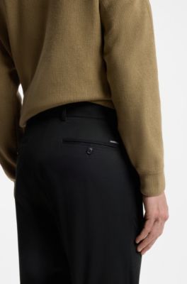 Pantaloni slim fit in cotone elasticizzato lavabile, Nero