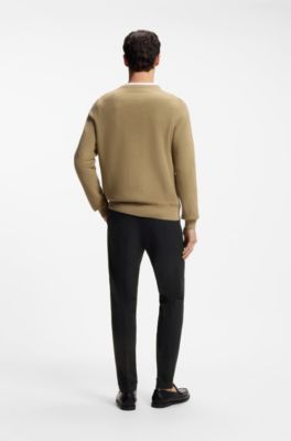 Pantaloni slim fit in cotone elasticizzato lavabile, Nero
