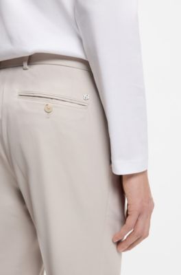 Slim fit-byxor i tv&auml;ttbar stretchig bomull, Ljusgr&aring;