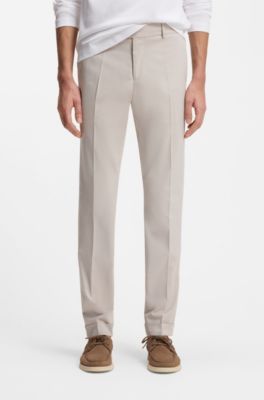 Slim-fit broek van wasbaar stretchkatoen, Lichtgrijs