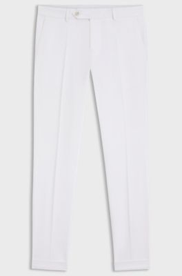Slim-fit trousers in washable stretch cotton, White