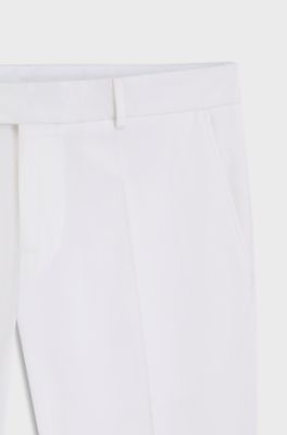 Slim-fit trousers in washable stretch cotton, White