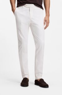 Slim-fit trousers in washable stretch cotton, White