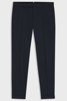 Slim-fit trousers in washable stretch cotton, Dark Blue