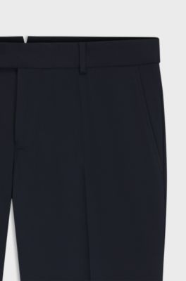 Slim-fit trousers in washable stretch cotton, Dark Blue