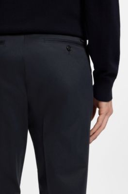 Slim-fit trousers in washable stretch cotton, Dark Blue