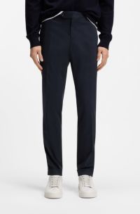 Slim-fit trousers in washable stretch cotton, Dark Blue