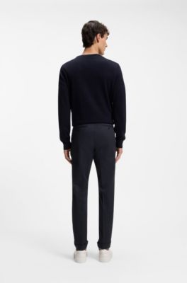 Slim-fit trousers in washable stretch cotton, Dark Blue