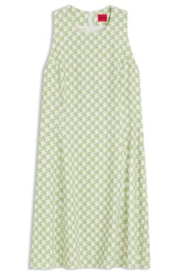 Sleeveless dress with geometric print, Light Green