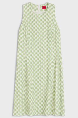 Sleeveless dress with geometric print, Light Green