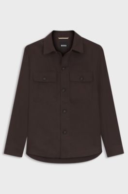 Relaxed-fit overshirt in linen, Dark Brown