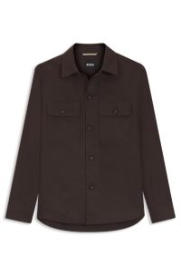 Relaxed-fit overshirt in linen, Dark Brown