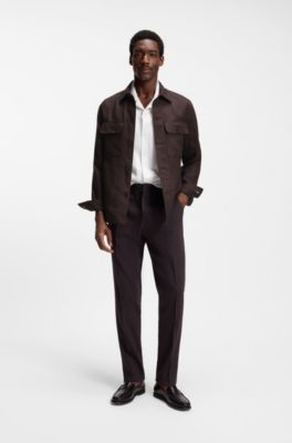 Relaxed-fit overshirt in linen, Dark Brown