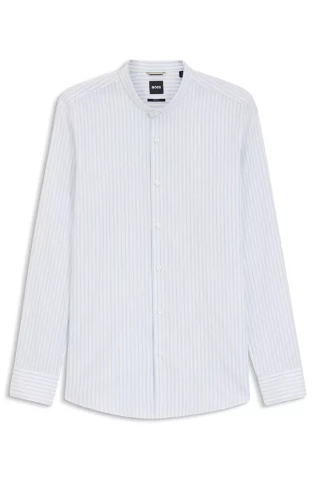 Slim-fit shirt in herringbone-stripe cotton
