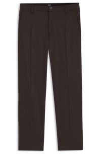 Straight-fit trousers in stretch twill, Dark Brown