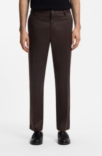Straight-fit trousers in stretch twill, Dark Brown