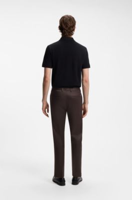 Straight-fit trousers in stretch twill, Dark Brown