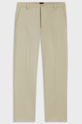 Straight-fit trousers in stretch twill, Beige