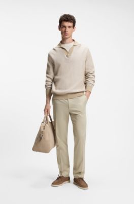 Straight-fit trousers in stretch twill, Beige