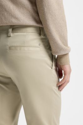 Straight-fit trousers in stretch twill, Beige