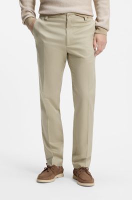 Straight-fit broek van stretchtwill, Beige
