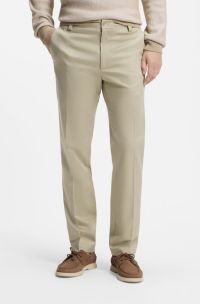 Pantalon coupe droite en twill stretch, Beige