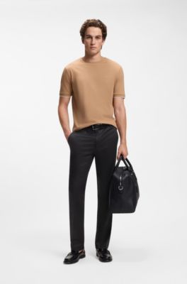 Straight-fit trousers in stretch twill, Dark Blue