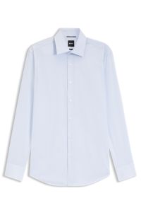 Slim-fit shirt in high-performance striped poplin, Light Blue