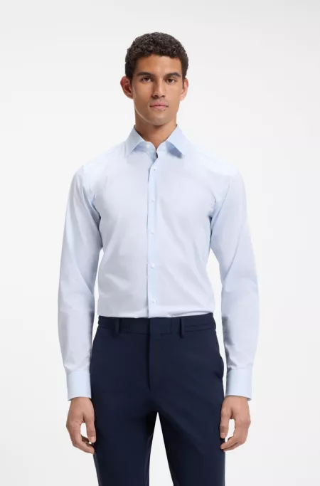 Slim-fit shirt in high-performance striped poplin