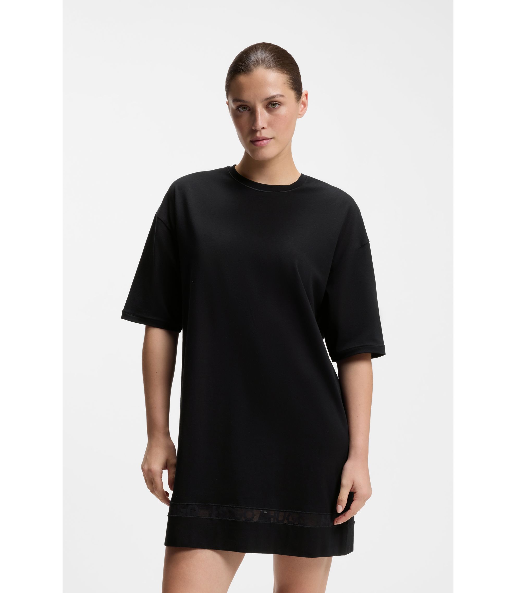 Nachthemd aus Stretch-Baumwolle mit Mesh-Einsatz