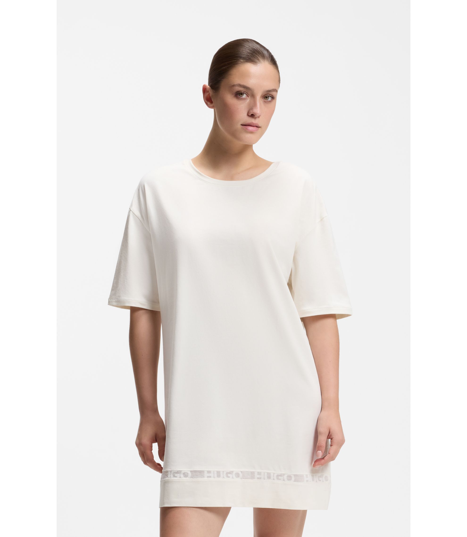 Nachthemd aus Stretch-Baumwolle mit Mesh-Einsatz